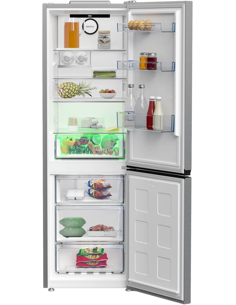 Réfrigérateur combiné Beko Beyond B5RCNE365HXB 316 litres, classe énergétique D (H 186,5 x L 59,5 x P 66,3 cm), technologie Total No Frost, compresseur Inverter ProSmart™, fonction ECO, mode vacances, finition métal.