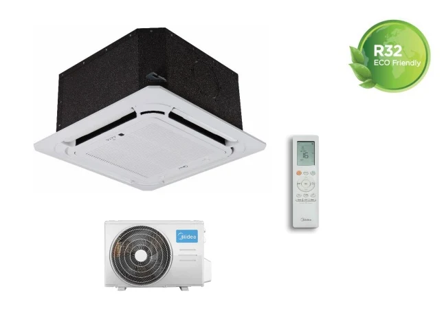 Climatiseur cassette Inverter Midea 4 voies 18 000 BTU MCA3U-18HRFNX 57 x 57 po A++ Wi-Fi en option Grille incluse