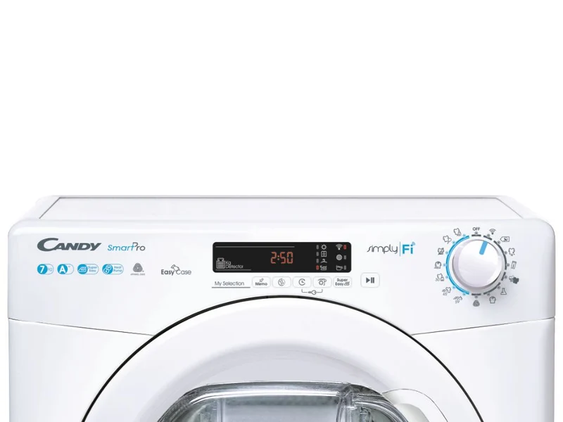 Sèche-linge à pompe à chaleur Candy Smart Pro CSO4H7A1DE-S Slim 7 kg (H x L x P : 85 x 60 x 46 cm) Wi-Fi + BLE, cycles rapides, classe énergétique A+