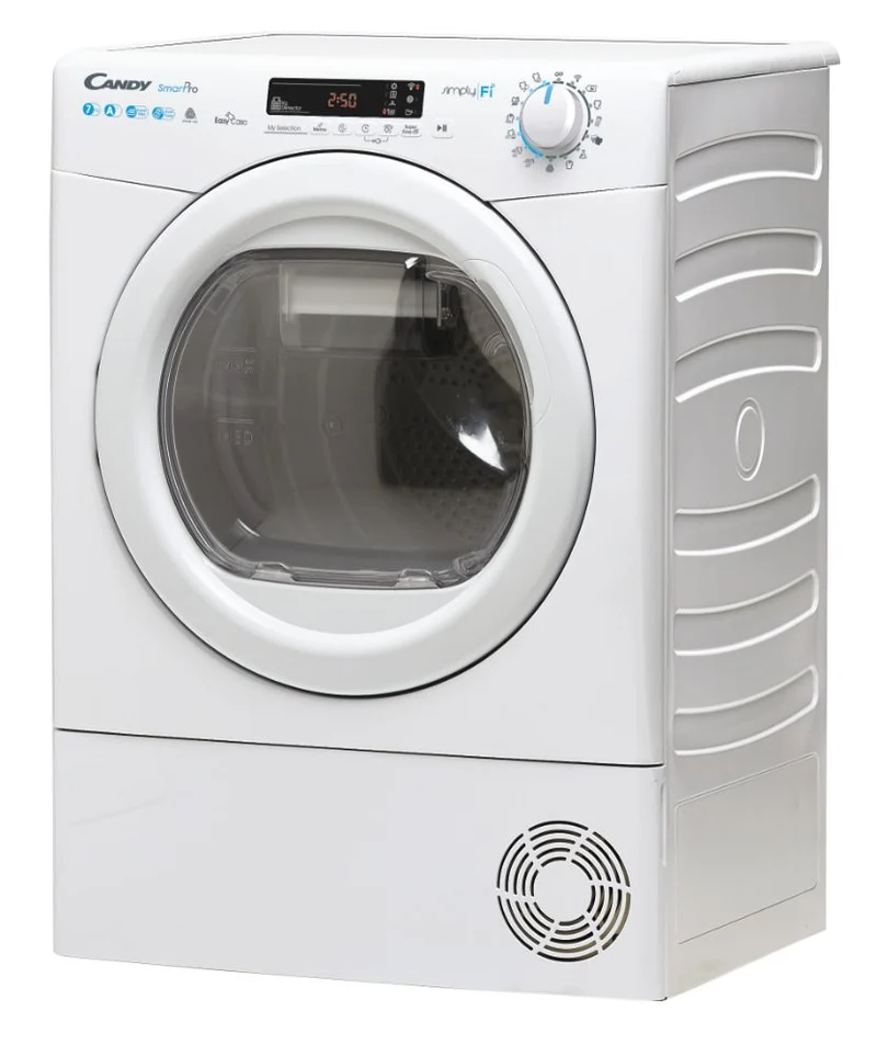 Sèche-linge à pompe à chaleur Candy Smart Pro CSO4H7A1DE-S Slim 7 kg (H x L x P : 85 x 60 x 46 cm) Wi-Fi + BLE, cycles rapides, classe énergétique A+