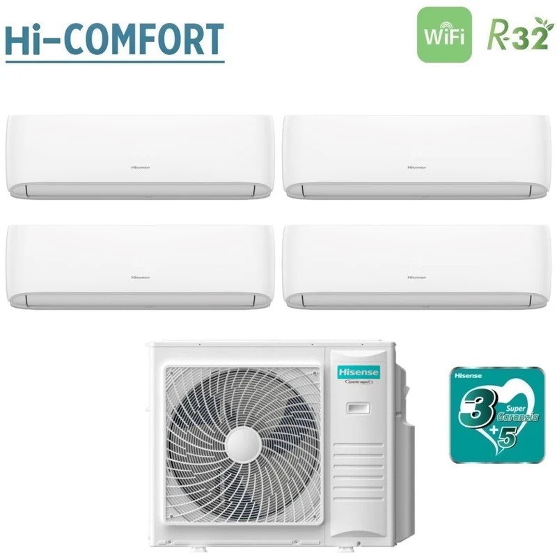 Climatiseur quadri-split Hisense Hi-Comfort 7+7+9+12 avec Wi-Fi intégré 4AMW81U4RJC R-32