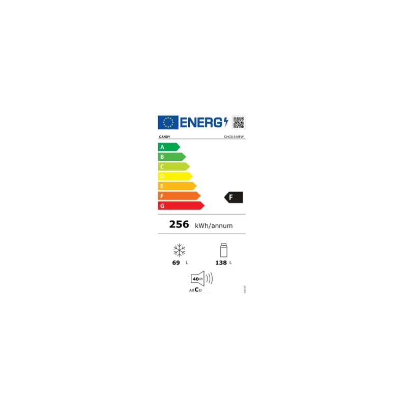 Réfrigérateur combiné à refroidissement statique Candy CHCS 514FW de 207 litres, classe F