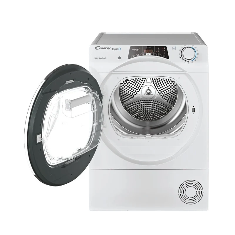 Sèche-linge à pompe à chaleur Candy Rapidò ROE H10A2TCEX-S 10 kg, classe A++ (H 85 x L 60 x P 60 cm), séchage intelligent, repassage facile, cycles rapides