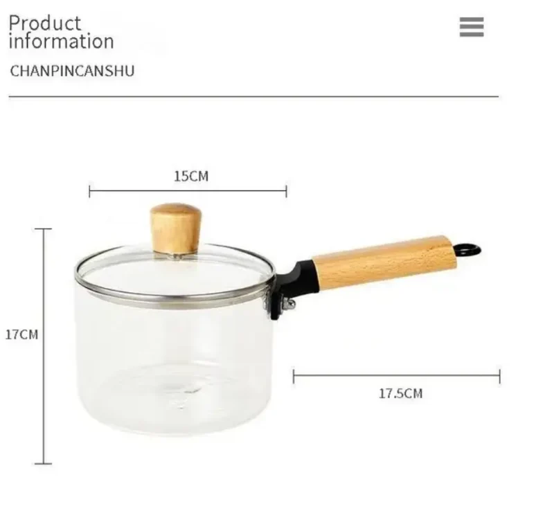 Heat Resistance Borosilicate Glass Saucepan 1.8 L