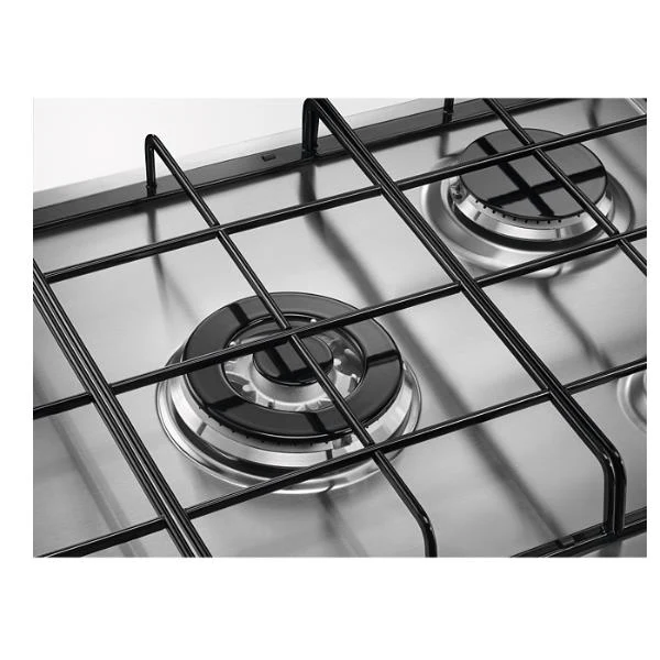 Plaque de cuisson à gaz Electrolux EGS7534X 5 brûleurs en acier inoxydable (L x P) : 74,4 x 51 cm, brûleur wok Multi-Crown, nettoyage facile