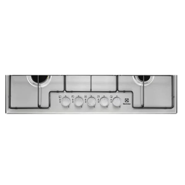 Plaque de cuisson à gaz Electrolux EGS7534X 5 brûleurs en acier inoxydable (L x P) : 74,4 x 51 cm, brûleur wok Multi-Crown, nettoyage facile