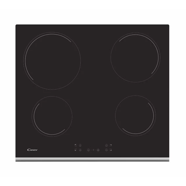 Plaque de cuisson électrique Candy CH64XB 4 feux 60 cm en vitrocéramique noire (L x P) 59 x 52 cm avec commandes tactiles 33801795