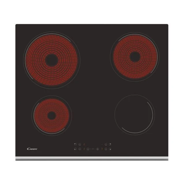 Plaque de cuisson électrique Candy CH64XB 4 feux 60 cm en vitrocéramique noire (L x P) 59 x 52 cm avec commandes tactiles 33801795