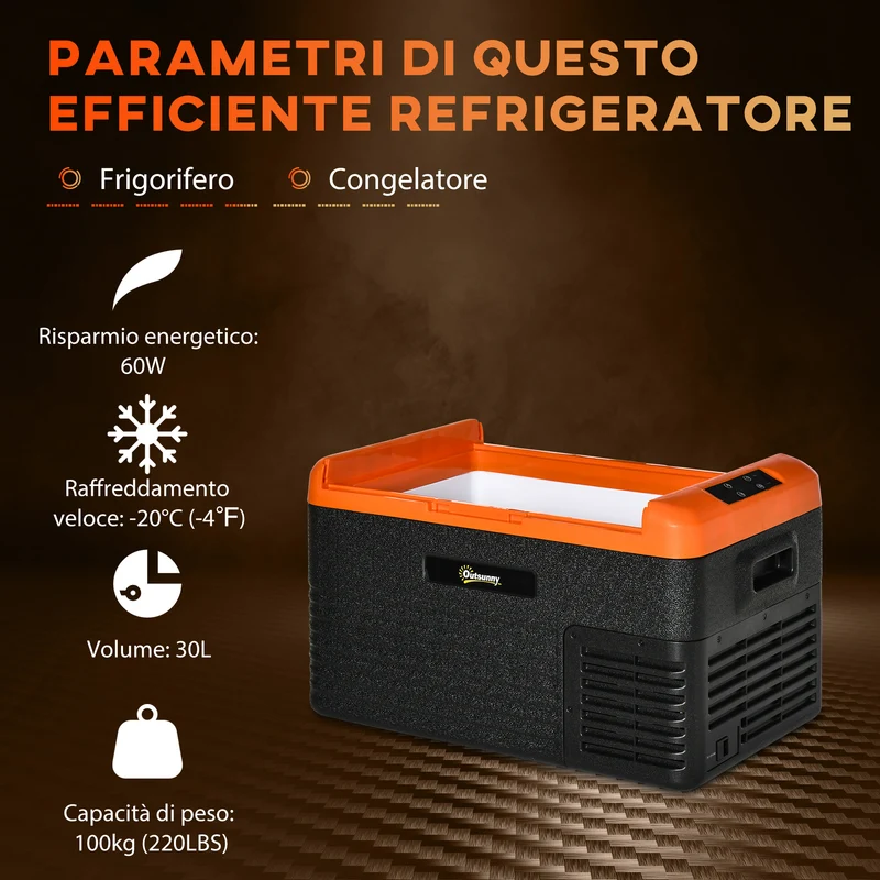 Réfrigérateur portable EASYCOMFORT 30L avec affichage, compresseur et poignées, 58,7 x 36,5 x 36,8 cm