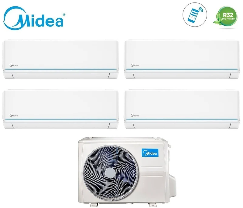 Climatiseur quadri-split inverter Midea série EVOLUTION 9+12+12+18 avec M40B-36HFN8 R-32 Wi-Fi intégré 9000+12000+12000+18000