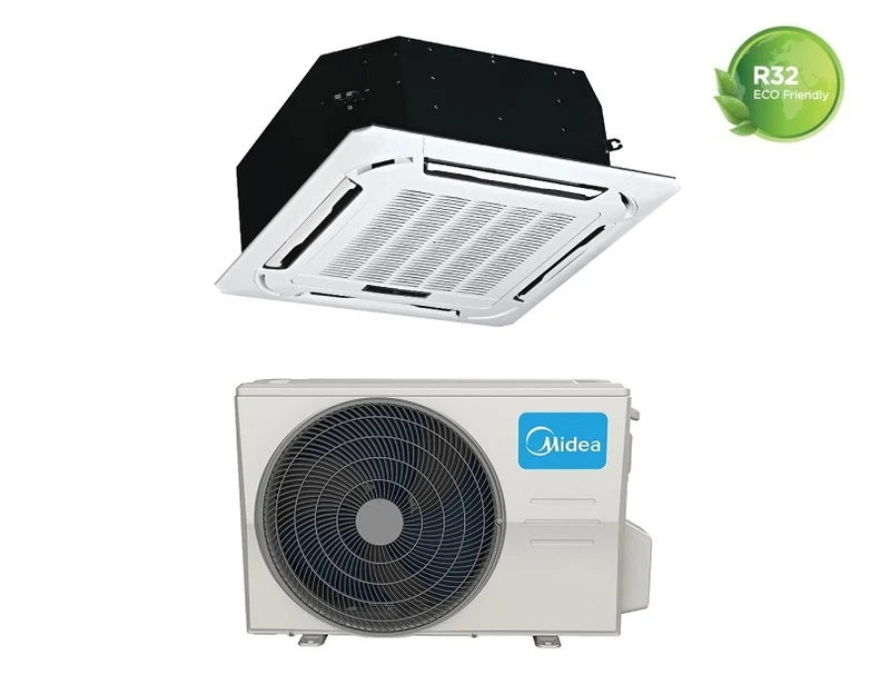 Cassette Inverter Midea 4 voies ultra-mince 90x90 36000 BTU MCD1-36HRFN8 A++ Wi-Fi en option Grille incluse TRIPHASÉE