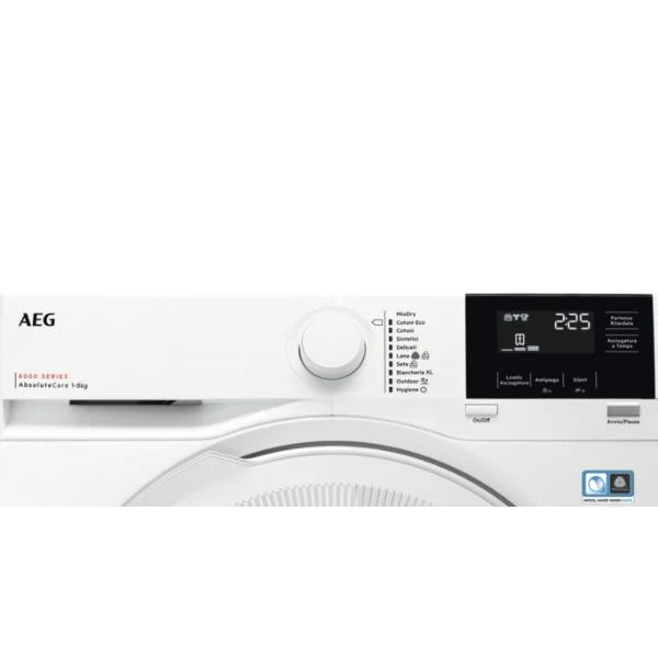 Sèche-linge à pompe à chaleur AEG TR8G83GW 8 kg, série 8000, AbsoluteCare MixDry, Hygiene SensiDry (H 85 x L 59,6 x P 63,8 cm), classe énergétique A+++