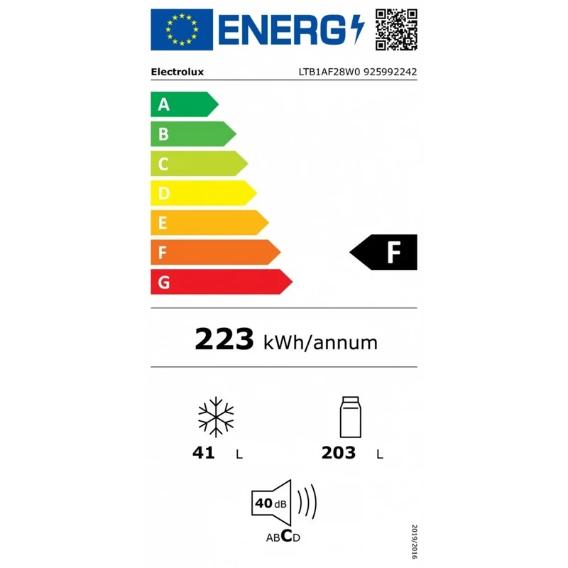 Réfrigérateur Electrolux LTB1AF28W0 202 l LowFrost Classe F à deux portes