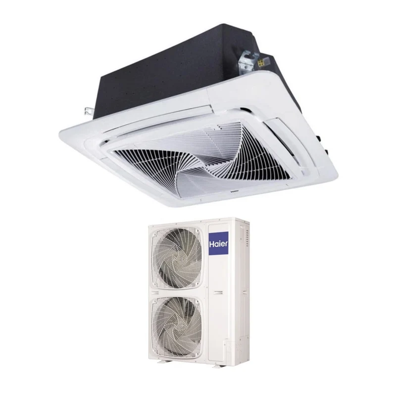 Climatiseur cassette Haier 90x90 rond, débit 60 000 BTU ABH160K1ERG triphasé R-32, Wi-Fi en option, sans panneau de commande filaire Haier YR-E16B.