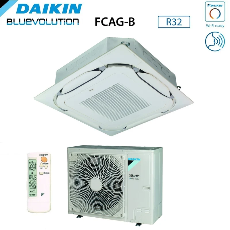 Climatiseur cassette Daikin Bluevolution, flux rond, 24 000 BTU FCAG71B + RZAG71NY1, triphasé R-32, Wi-Fi en option, grille standard incluse