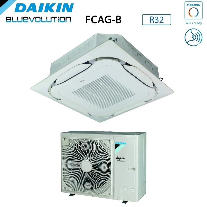 Climatiseur cassette Daikin Bluevolution, flux rond, 24 000 BTU FCAG71B + RZAG71NY1, triphasé R-32, Wi-Fi en option, grille standard incluse