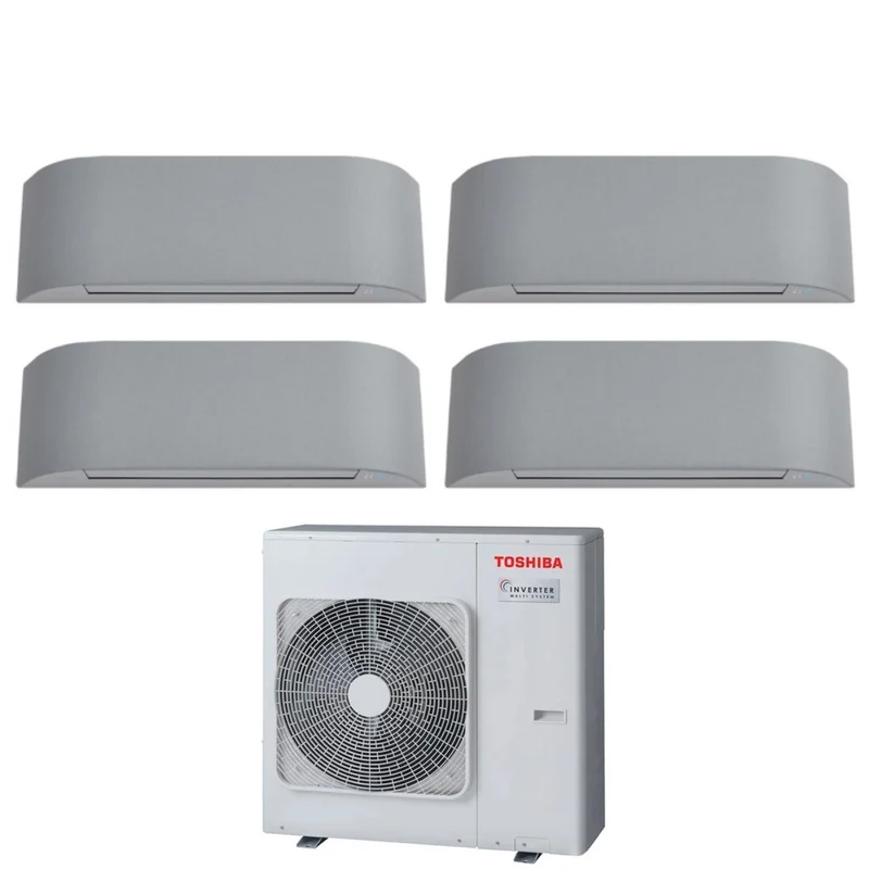 Climatiseur Toshiba HAORI Series 10+10+10+10 (9+9+9+9) Quad Split Inverter RAS-4M27U2AVG-E R-32 avec Wi-Fi intégré, 10 000 W (9 000 W, 9 000 W, gris clair), 10 000 W (9 000 W, 9 000 W, gris clair)