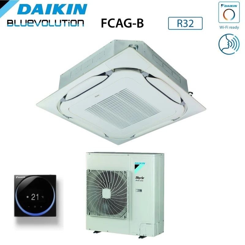 Climatiseur cassette Daikin Bluevolution Round Flow 42 000 BTU FCAG125B + AZAS125MV1 R-32 Wi-Fi en option Grille standard incluse
