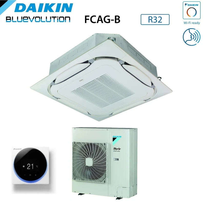 Climatiseur cassette Daikin Bluevolution Round Flow 42 000 BTU FCAG125B + AZAS125MV1 R-32 Wi-Fi en option Grille standard incluse