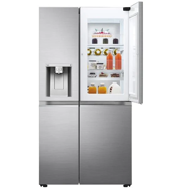 Réfrigérateur LG Smart Side by Side GSJV91PZAE 635 litres, classe énergétique E (H 179 x L 91 x P 73,5 cm), sans givre Fonction glace pilée Wi-Fi Frost Door-in-Door™ avec SmartThinq™ Inox