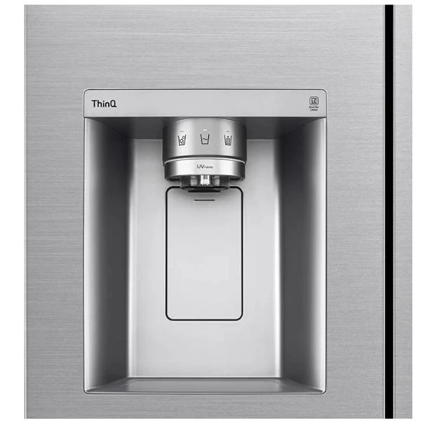 Réfrigérateur LG Smart Side by Side GSJV91PZAE 635 litres, classe énergétique E (H 179 x L 91 x P 73,5 cm), sans givre Fonction glace pilée Wi-Fi Frost Door-in-Door™ avec SmartThinq™ Inox