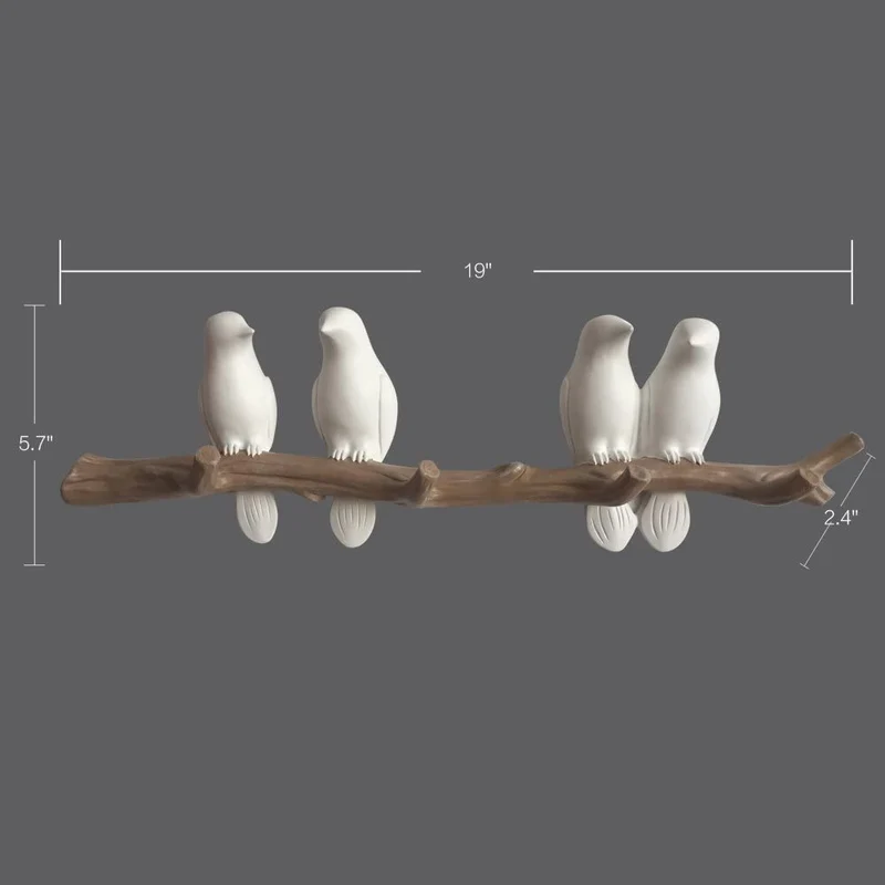 Birds On Tree Branch Decor Wandgarderobe mit Haken