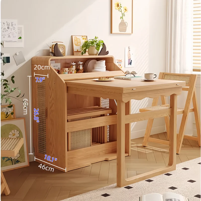 Klappbarer multifunktionaler Esstisch aus Massivholz für kleine Wohnungen