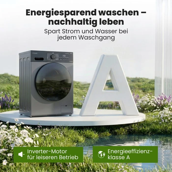 Bomann WA 7112 Waschmaschine 10 kg | 1400 U/Min | Titan-Optik | EEK A