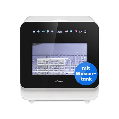 Bomann TSG 5702 Mini-Geschirrspüler | mit Wassertank | 2 Maßgedecke | Weiß