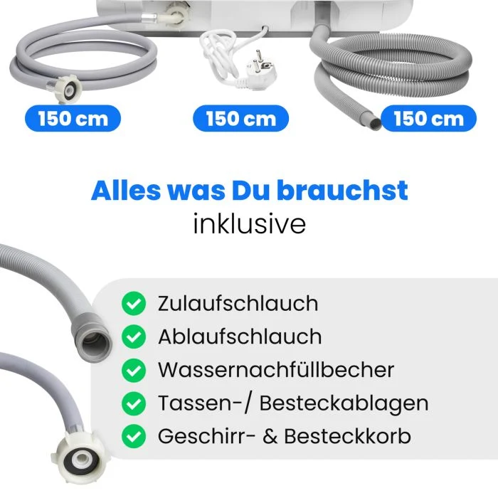 Bomann TSG 5702 Mini-Geschirrspüler | mit Wassertank | 2 Maßgedecke | Weiß