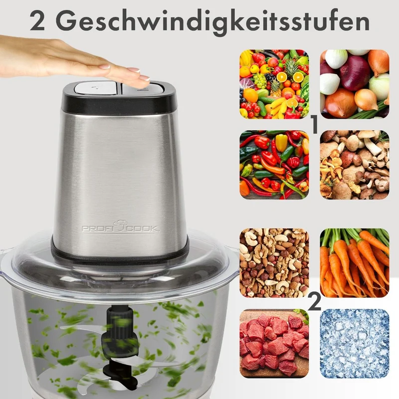 ProfiCook PC-MZ 1227 Multizerkleinerer | 2 Liter Glasbehälter | Edelstahl
