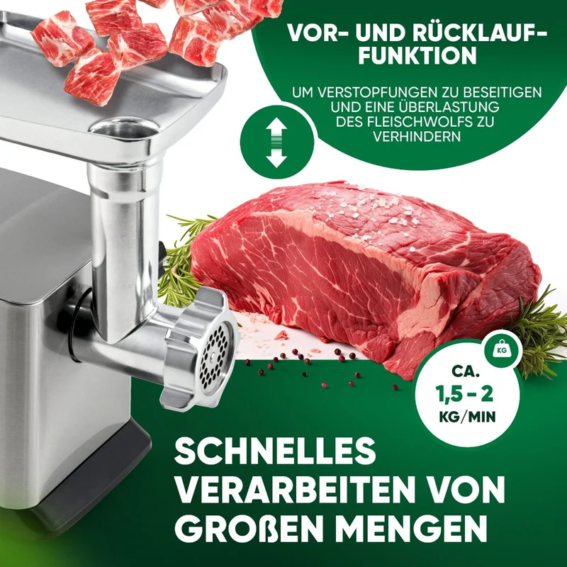ProfiCook PC-FW 1272 Fleischwolf | Profi-Motor | Alu-Druckguss | Edelstahl