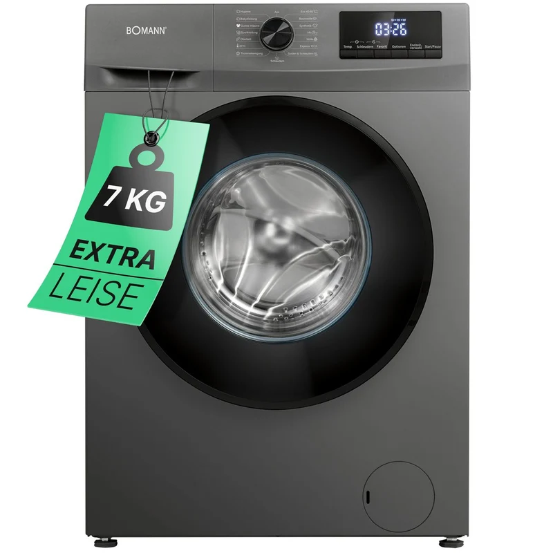 Bomann WA 7175.1 Waschmaschine 7 kg | 1400 U/Min | Titan-Optik | EEK A