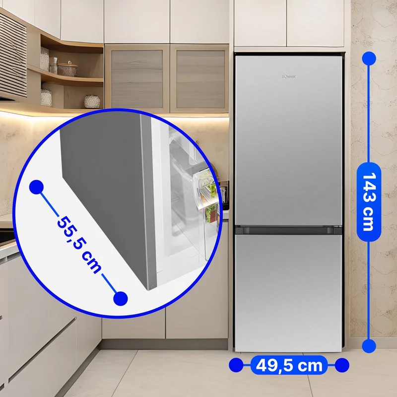 Bomann KG 322.1 Kühl-Gefrierkombi 175 L | 143 cm | Edelstahl-Optik | EEK D