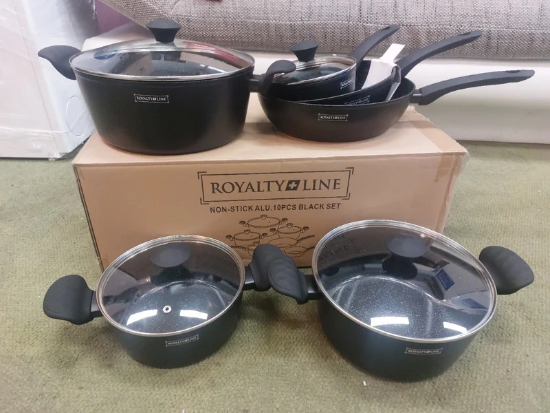Royalty Line 10-tlg marmoriertes Kochgeschirrset Schwarz TOPFSET TOPF