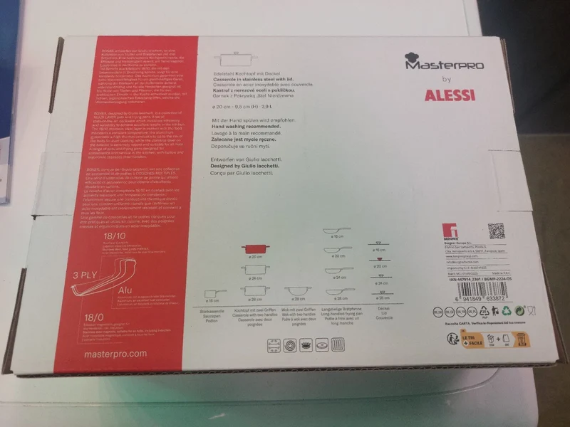 Masterpro Kochtopf Alessi Bones Topf Ø 20 cm / 2,9Liter mit Deckel