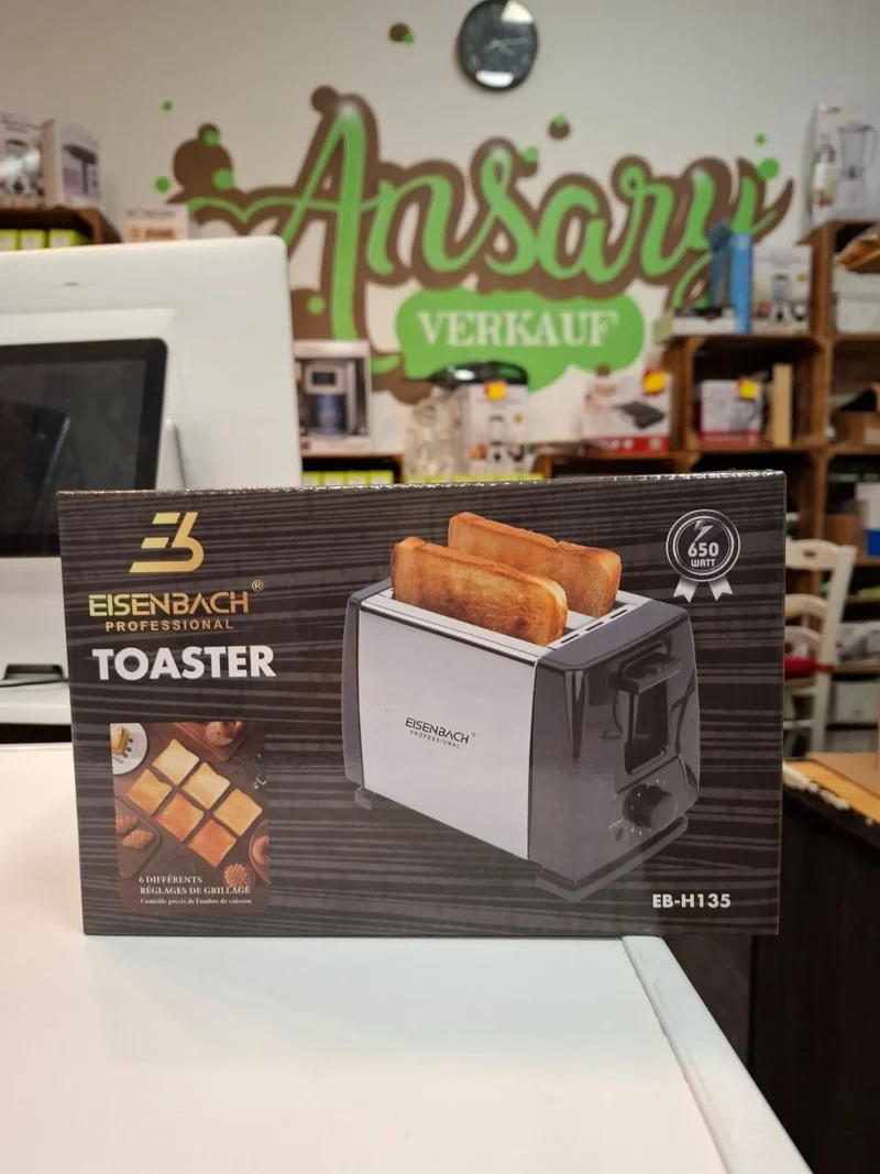 Eisenbach Toaster Edelstahl + Krümelschublade Langschlitztoaster 650W