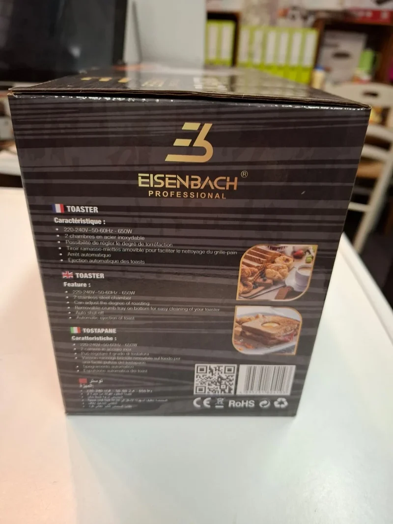 Eisenbach Toaster Edelstahl + Krümelschublade Langschlitztoaster 650W