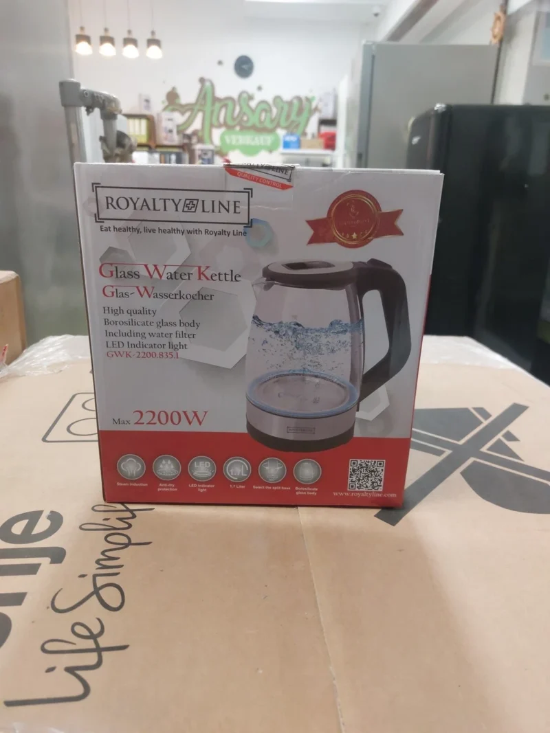 Glas Wasserkocher NEU 1,7L 2200W 360° drehbar Eisenbach blaue FARBE