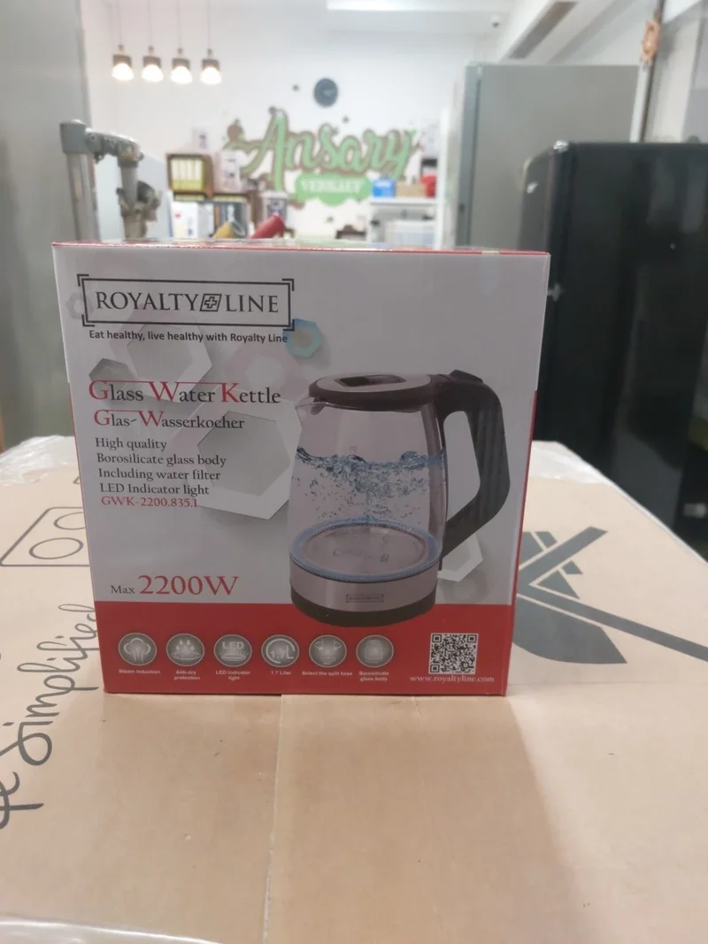 Glas Wasserkocher NEU 1,7L 2200W 360° drehbar Eisenbach blaue FARBE
