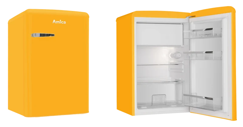 AMICA KS 15613 Y Kühlschrank Retro-Style | 87 cm | Gelb | 108 L | EEK E