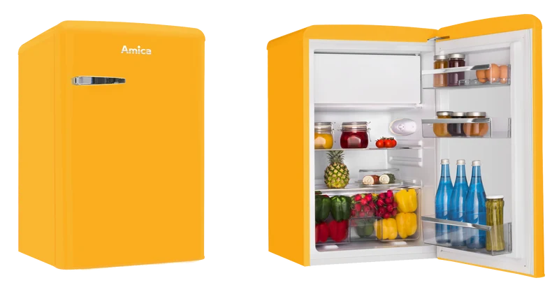 AMICA KS 15613 Y Kühlschrank Retro-Style | 87 cm | Gelb | 108 L | EEK E