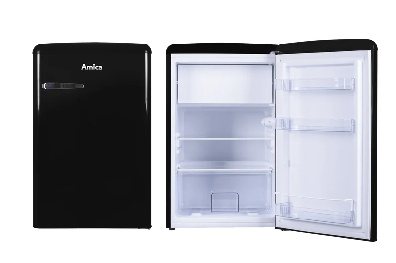 AMICA KS 15614 S Kühlschrank Retro-Style | 87 cm | Schwarz | 108 L | EEK E