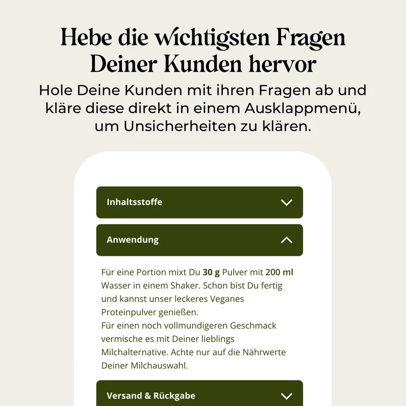Produktseiten Split Beschreibung