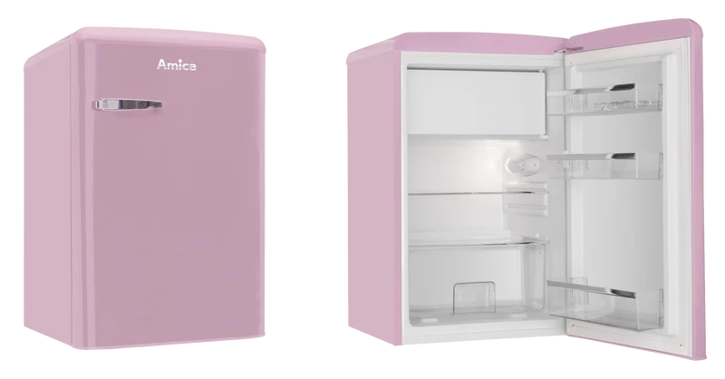 AMICA KS 15616 P Kühlschrank Retro-Style | 87 cm | Rosa | 108 L | EEK E