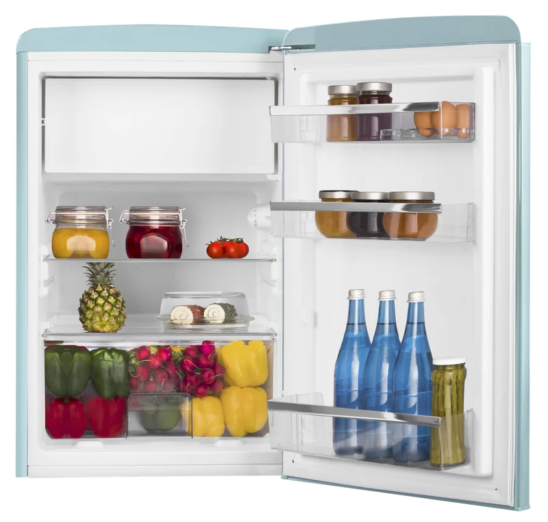 AMICA KS 15612 T Kühlschrank Retro-Style | 87 cm | Blau | 108 L | EEK E