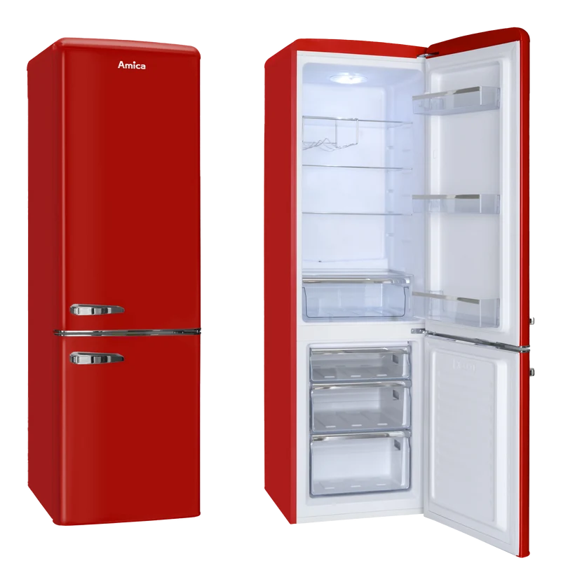 AMICA KGCR 387 100 R Kühl-Gefrierkombi Retro-Style | 181 cm | Rot | EEK E