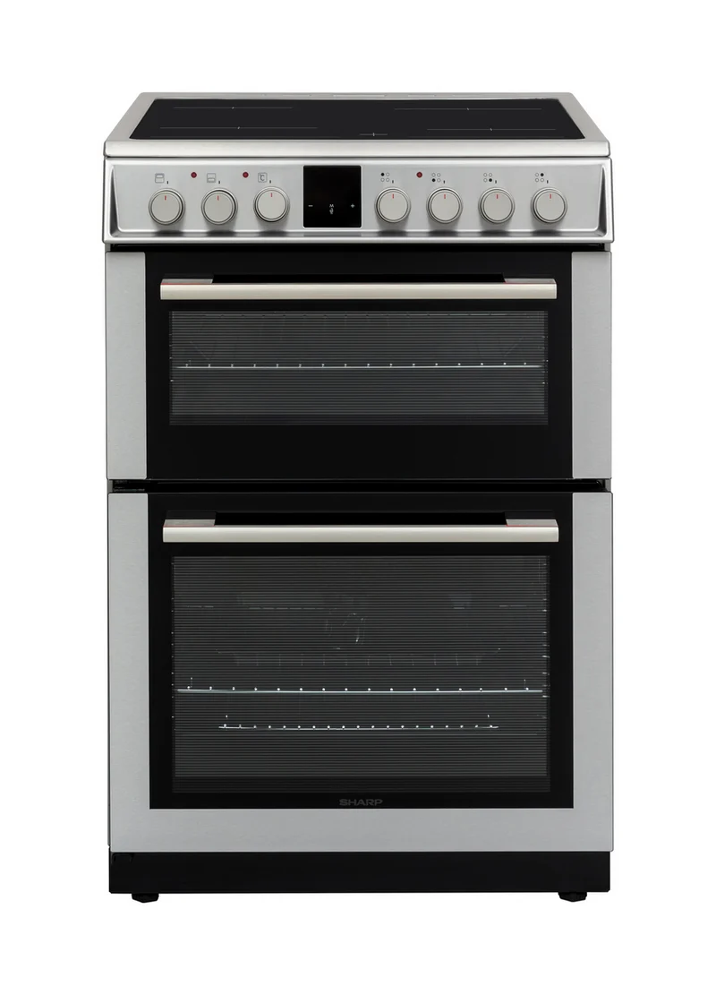 Sharp KF-66DVDD04IM1K-EN 60x60cm Freestanding Vitroceramic Double Oven, Inox