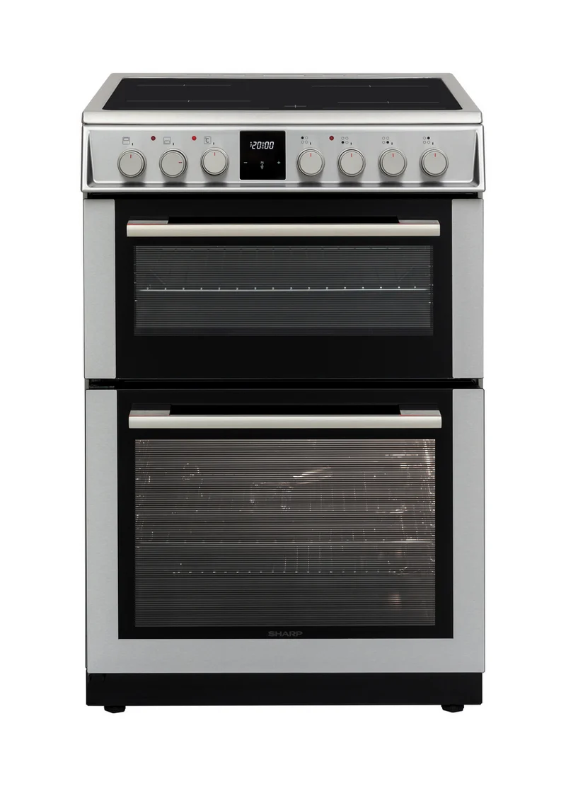 Sharp KF-66DVDD04IM1K-EN 60x60cm Freestanding Vitroceramic Double Oven, Inox