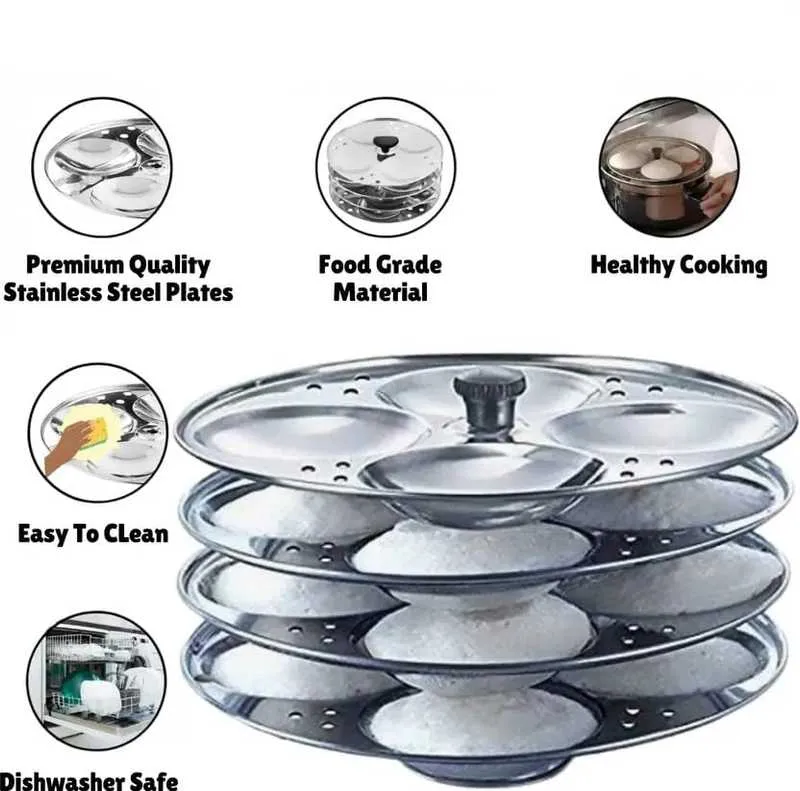 Idly Maker Stainless Steel Pot 3 Plates 13 Idly